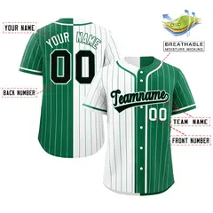 White Kelly Green Striped Two Tone Authentic Baseball Jersey 2