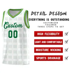 White Kelly Green Trailblazer Dot Pattern Basketball Jersey 2
