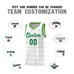 White Kelly Green Trailblazer Dot Pattern Basketball Jersey 4