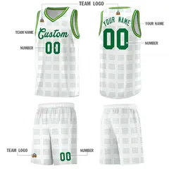 White Kelly Green Trailblazer Dot Pattern Basketball Jersey 5