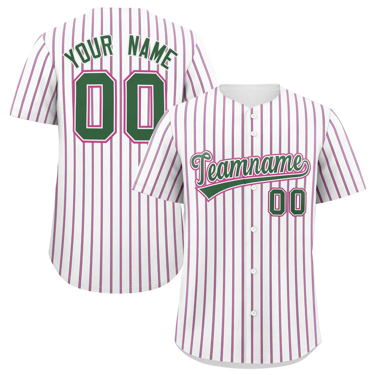 White Kelly Green Tricolor Stripe Baseball Jersey
