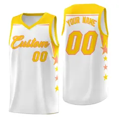 White Kelly Green Two Tone Side Star Color Block Basketball Jersey 1