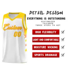 White Kelly Green Two Tone Side Star Color Block Basketball Jersey 2