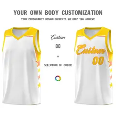 White Kelly Green Two Tone Side Star Color Block Basketball Jersey 3