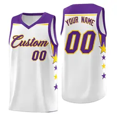 White Kelly Green Two Tone Side Star Color Block Basketball Jersey 1