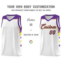 White Kelly Green Two Tone Side Star Color Block Basketball Jersey 3