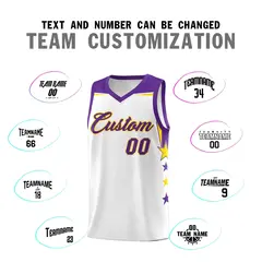White Kelly Green Two Tone Side Star Color Block Basketball Jersey 4