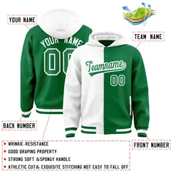 White Kelly Green Two Tone Split Varsity Letterman Jacket Hoodie 4