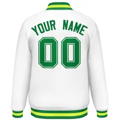 White Kelly Green Varsity Letterman Baseball Jacket 4