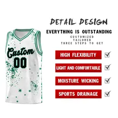 White Kelly Green Vice Burst Graffiti Basketball Jersey 2