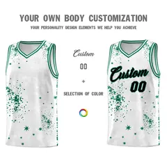 White Kelly Green Vice Burst Graffiti Basketball Jersey 3