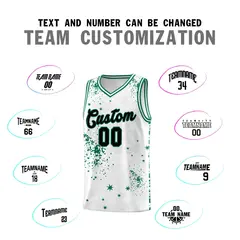 White Kelly Green Vice Burst Graffiti Basketball Jersey 4