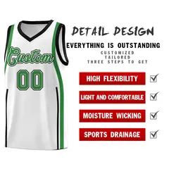 White Kelly Green-White Ribbon Pattern Basketball Kits 2