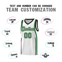 White Kelly Green-White Ribbon Pattern Basketball Kits 4