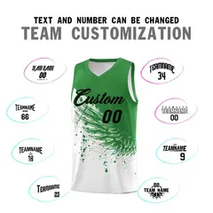 White Kelly Green Wing Pattern Basketball Jersey 4