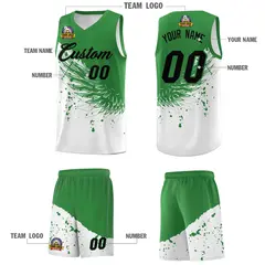 White Kelly Green Wing Pattern Basketball Jersey 5