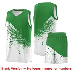 White Kelly Green Wing Pattern Basketball Jersey 7