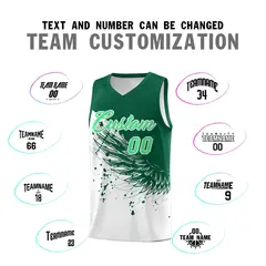 White Kelly Green Wing Pattern Basketball Jersey 4