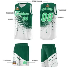 White Kelly Green Wing Pattern Basketball Jersey 5