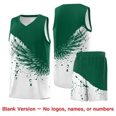 White Kelly Green Wing Pattern Basketball Jersey 7