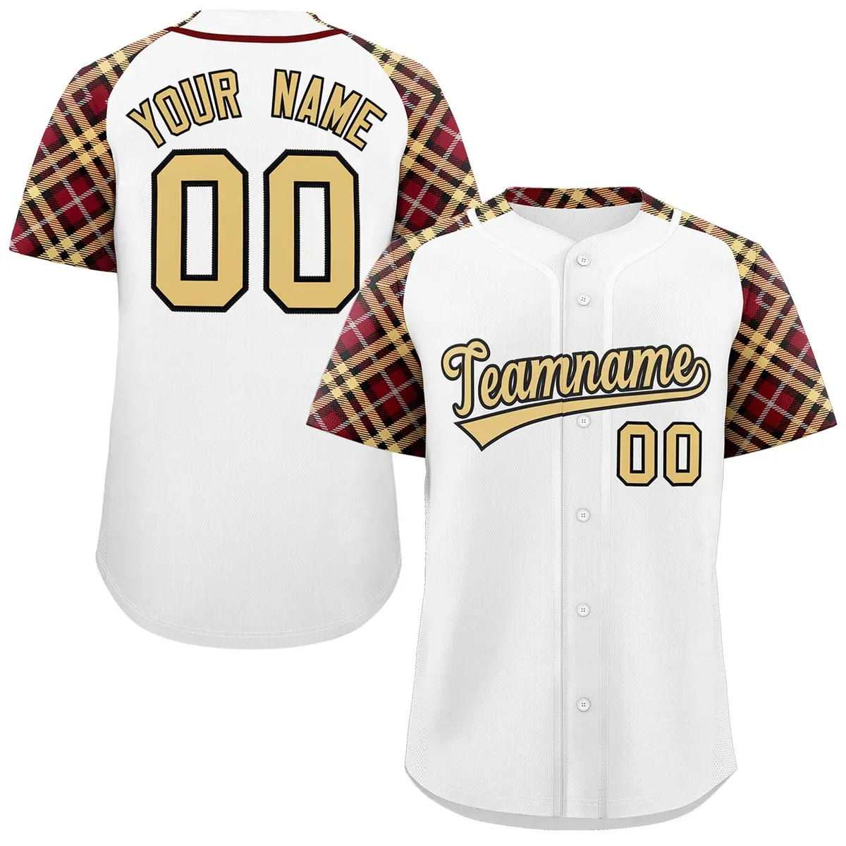 White Khaki-Black Raglan Sleeves Authentic Baseball Jersey