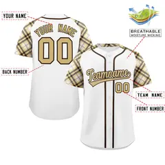 White Khaki-Brown Raglan Sleeves Authentic Baseball Jersey 2