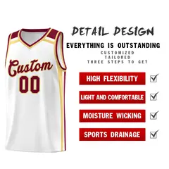 White Khaki Crimson Color Charge Series Basketball Jersey 2