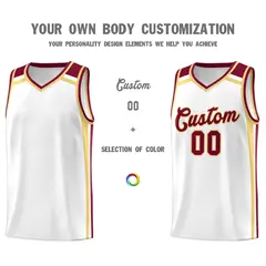 White Khaki Crimson Color Charge Series Basketball Jersey 3