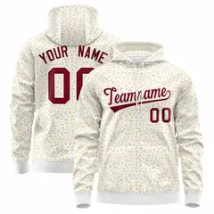 White Khaki Leopard Print Varsity Letterman Jacket Hoodie 1