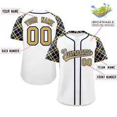 White Khaki-Navy Raglan Sleeves Authentic Baseball Jersey 2