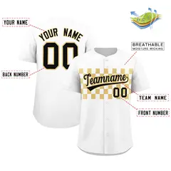 White Khaki Plaid Fashion Authentic Baseball Jersey 2