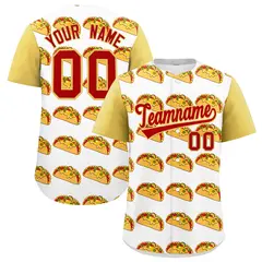 White Khaki Red Graffiti Mexican Style Baseball Jersey