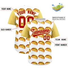 White Khaki Red Graffiti Mexican Style Baseball Jersey 3