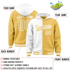 White Khaki Two Tone Split Varsity Letterman Jacket Hoodie 4