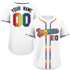 White LGBT Rainbow Pride Month Baseball Jersey 1