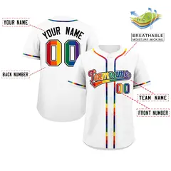 White LGBT Rainbow Pride Month Baseball Jersey 2