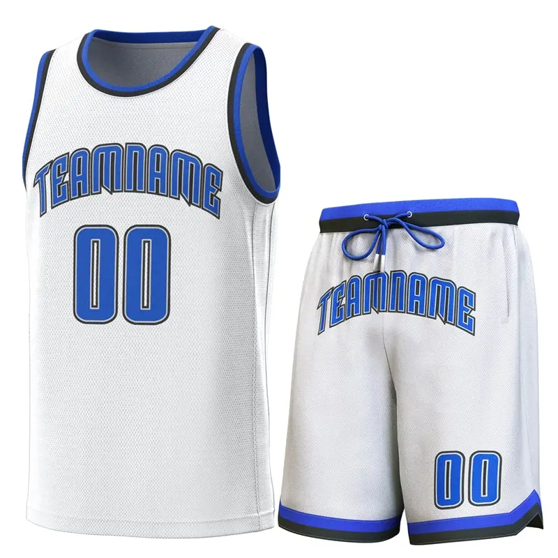 White Light Blue Black Classic Sets Basketball Jersey