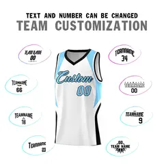 White Light Blue Black Color Block Basketball Jersey 4