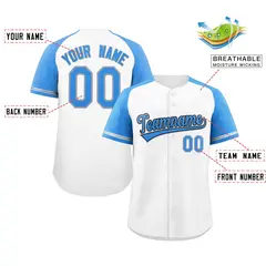 White Light Blue-Black Raglan Sleeves Baseball Jersey 2