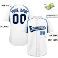 White Light Blue Color Block Authentic Baseball Jersey 2