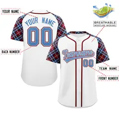 White Light Blue-Crimson Raglan Sleeves Baseball Jersey 2