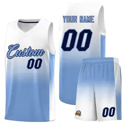 White Light Blue Gradient Fashion Basketball Jersey