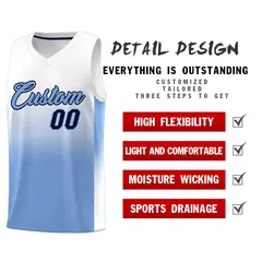White Light Blue Gradient Fashion Basketball Jersey 2