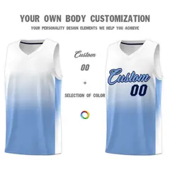 White Light Blue Gradient Fashion Basketball Jersey 3