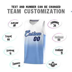 White Light Blue Gradient Fashion Basketball Jersey 4