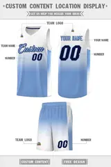 White Light Blue Gradient Fashion Basketball Jersey 5