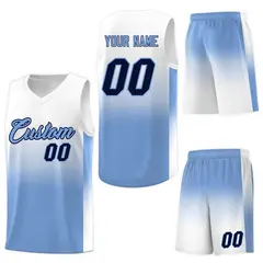 White Light Blue Gradient Fashion Basketball Jersey 7