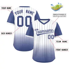 White Light Blue Gradient Pinstripe Baseball Jersey 2