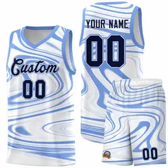 White Light Blue Graffiti Fluids Basketball Jersey Sets