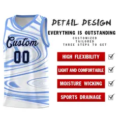 White Light Blue Graffiti Fluids Basketball Jersey Sets 2